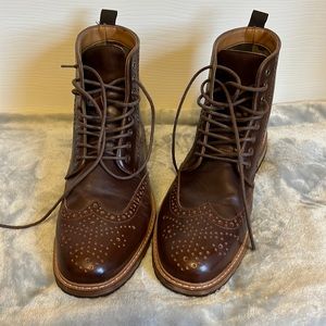 Size 12 brown, boots. Lightly worn.